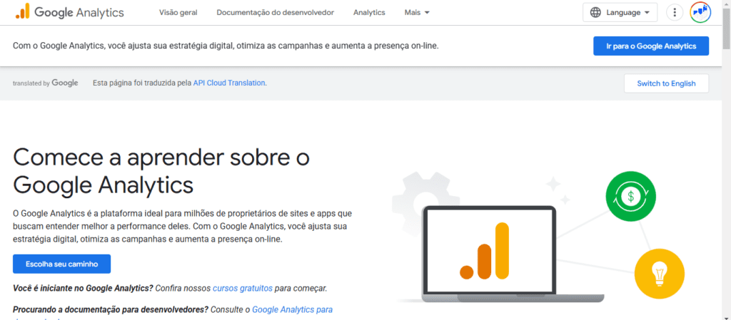 Printe da hompeage do Google Analytics.